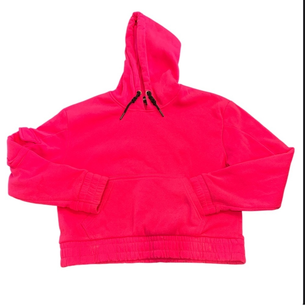 New Look Vibrant Pink Crop Hoodie Size Large